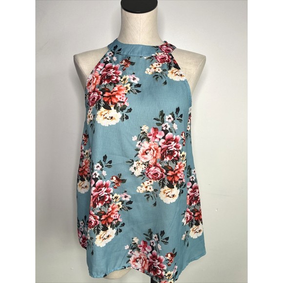 ✅SOLD Womens Aqua Floral Sleeveless Size XL - Picture 2 of 13
